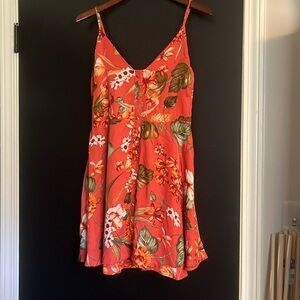 Lulus flowy orange flowery dress. Size small.